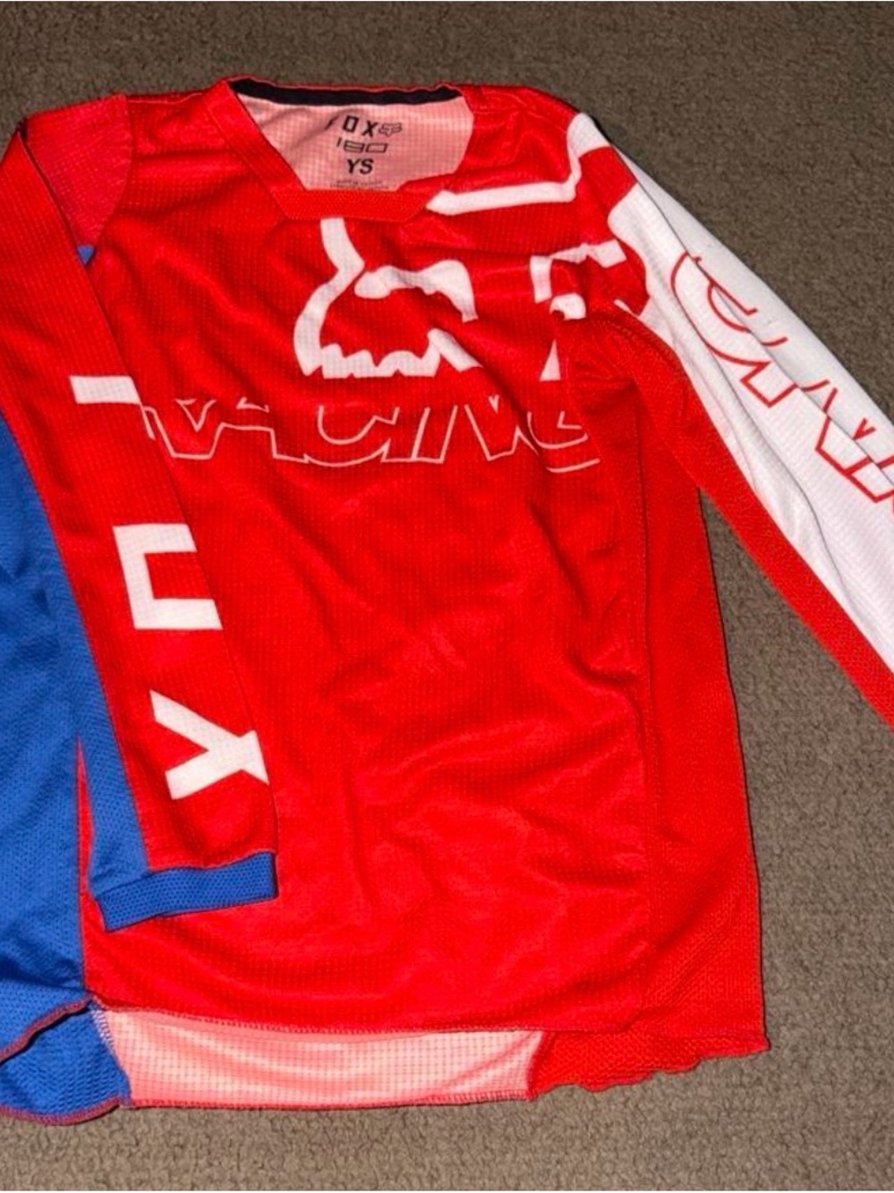 Fox Youth Red, White & Blue Long Sleeve Jersey